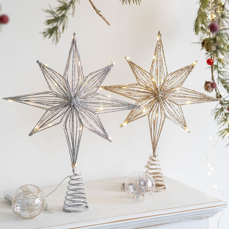 Star Tree Topper - Decorazione Natalizia in Ferro, Puntale per