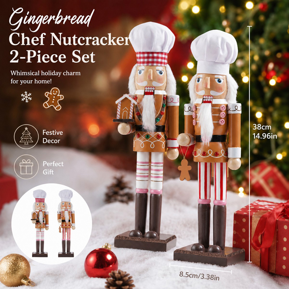 Nutcracker Figurine - Schiaccianoci Natalizio in Legno da 38CM,