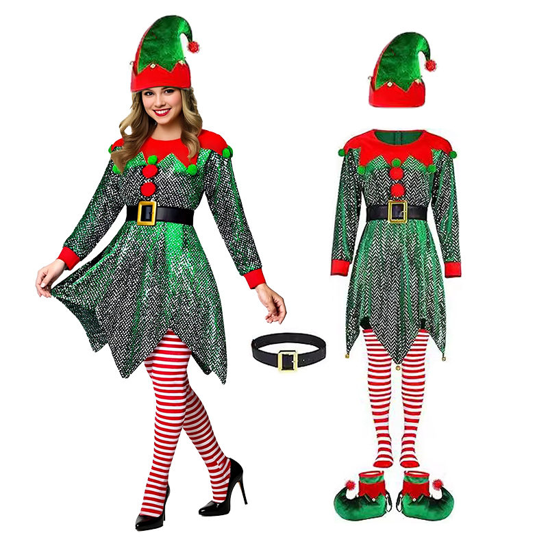 Elf Costume Christmas - 5 pezzi: costume da elfa per