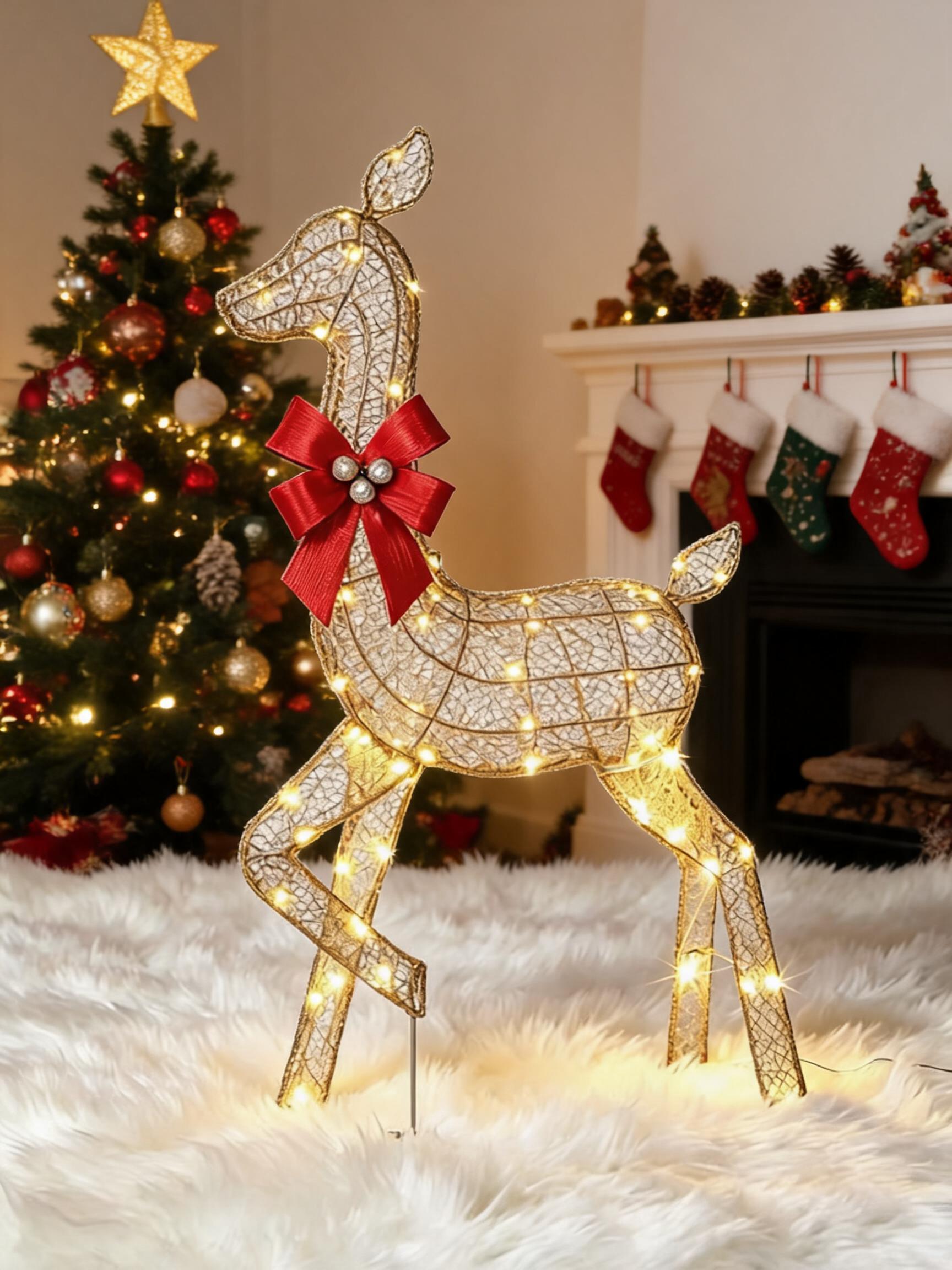 Christmas Lights Outdoor - Set di 3 renne natalizie illuminate,