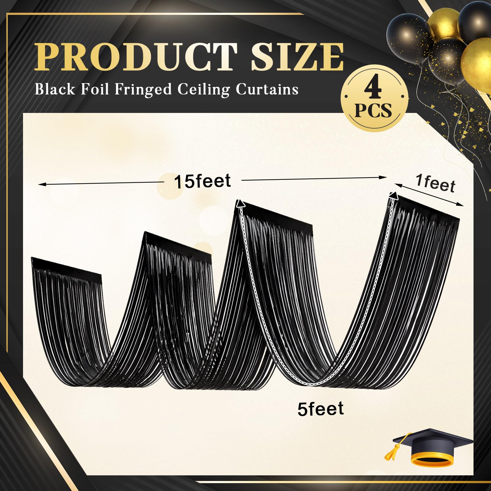 4 Pezzi di Frange Nere in Tins - Tinsel Garland Decoration recensione e prezzo